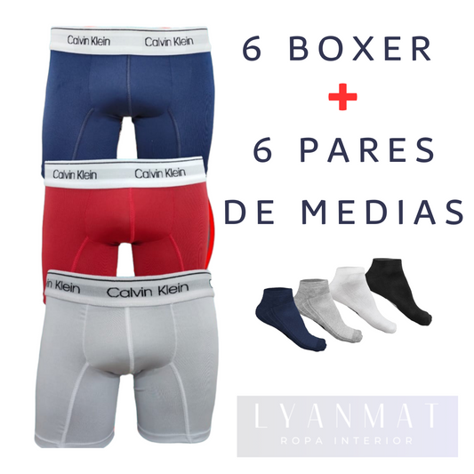 6 BOXER CALVIN KLEIN HOMBRE NR + 6 MEDIAS TOBILLERAS TELA ULTRAFINA